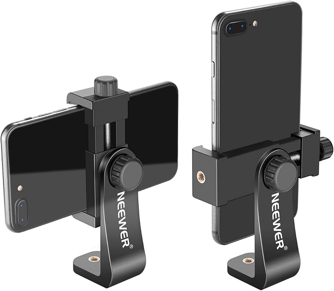 NEEWER Smartphone Holder Phone Tripod Mount Compatible with iPhone Android | Compatible with iPhone 17 16 15 Pro Max Plus Samsung Galaxy S26 S25 S24 Ultra, Cell Phone Clip Adapter for Tripod, 1/4" Screw by Neewer