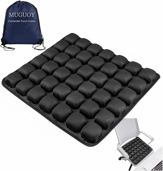 MUGUOY Travel Cushion Airplane Seat, Portable Airplane Seat Cushion for Long Flights,42 Bubbles Pressure Relief Inflatable seat Cushion for Air Travel by MUGUOY