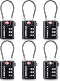 SURE LOCK TSA Approved Luggage Locks with Open Alert Indicator, 3 Digit Combination Cable Travel Lock for Suitcase, Backpack, Gym Locker, Toolbox & Travel Bag(Black 6 Pack by Hopeyoucanstaysafe