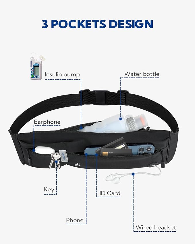 WATERFLY Running Belt Fanny Pack:Phone Holder Belt for Men Women | Lightweight, Soft and breathable fabric,SBS zipper, Adjustable waist belt, Zero bounce, Suitable for running workout Fitness - Image 4