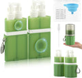 4 in 1 Wall Suction Travel Bottles Set, TSA Approved Leak Proof Travel Size Toiletries Containers with Funnel Labels Bag, Refillable Shampoo Dispenser Kit, (green) by Unknown
