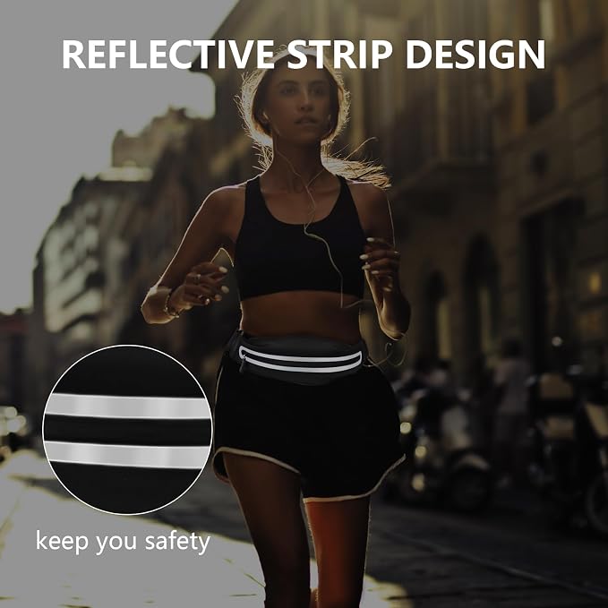 Running Belt Fanny Pack, Running Waist Pack for Women & Men USA Patented Hands-Free Reflective Runner Pouch Belt Fitness Workout Bag No-Bounce Adjustable Sport Travel Fanny Pack Cell - Image 4