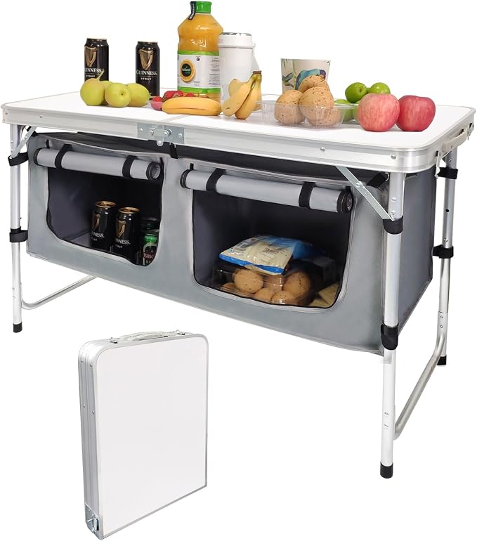 Camp Field Camping Folding Aluminum Table with Adjustable Legs for Outdoor Travel Beach, Backyards, BBQ, Party and Picnic Foldable Table by CampField