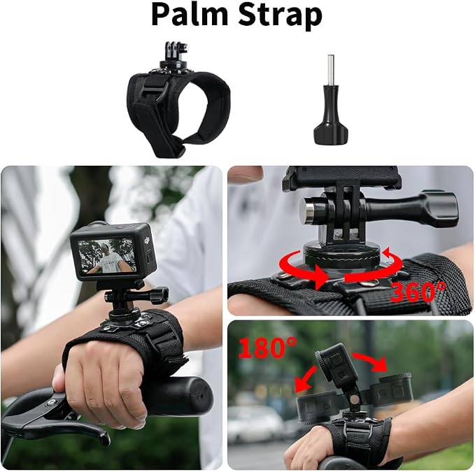 4 in 1 Accessories Kit Set for DJI Action 6/5/4, GoPro Hero 13/12/11/10 and More, Quick Release Head Strap Mount + Chest Mount Harness + Backpack Clip Holder + 360°Rotating Palm Strap - Image 5