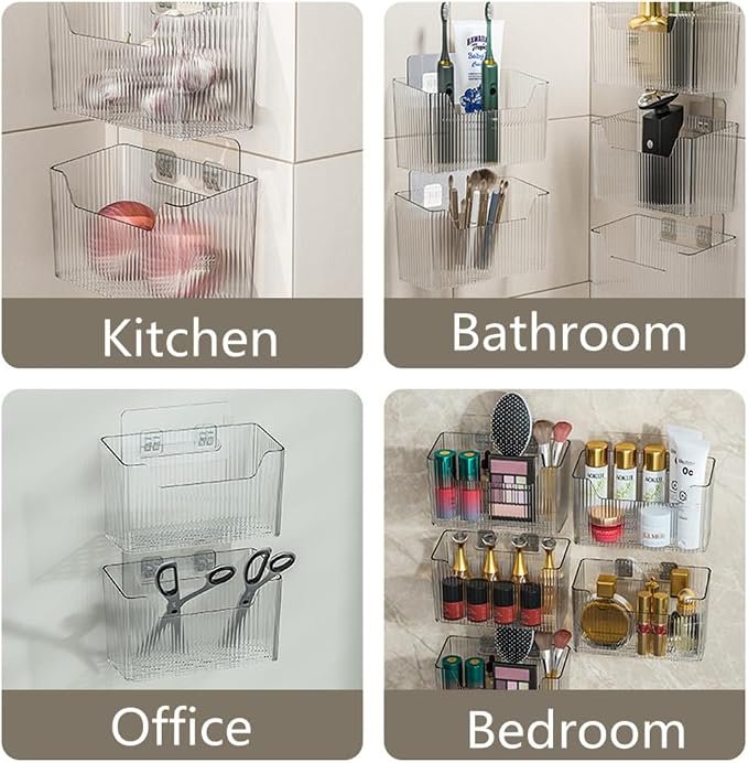 2 Pack Adhesive Cabinet Door Organizer, Storage Bins Lid Organizer Cabinet Wall Mount Pantry Door Caddy Containers for Kitchen Bathroom Countertops - Image 6
