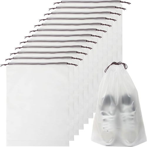 12Pcs Shoe Bags For Travel, 11.8in X 15.7in Large Clear Shoes Storage Organizer with Drawstring, Waterproof Travel Storage Bags for Packing Dust Bags for Men and Women by JSIWOTH