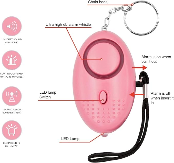 Safe Sound Personal Alarm, 12 Packs 140DB Personal Security Alarm Keychain with LED Lights, Emergency Safety Alarm for Women, Men, Children, Elderly - Image 3