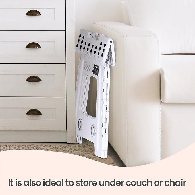Delxo 17.5 Inch Folding Step Stool,Foldable Step Stool for Adults White | Step Stool with Safety Lock,Portable Collapsible Step Stool,Non-slip Folding Stools for Kitchen Bathroom Bedroom Garden 1PC - Image 6