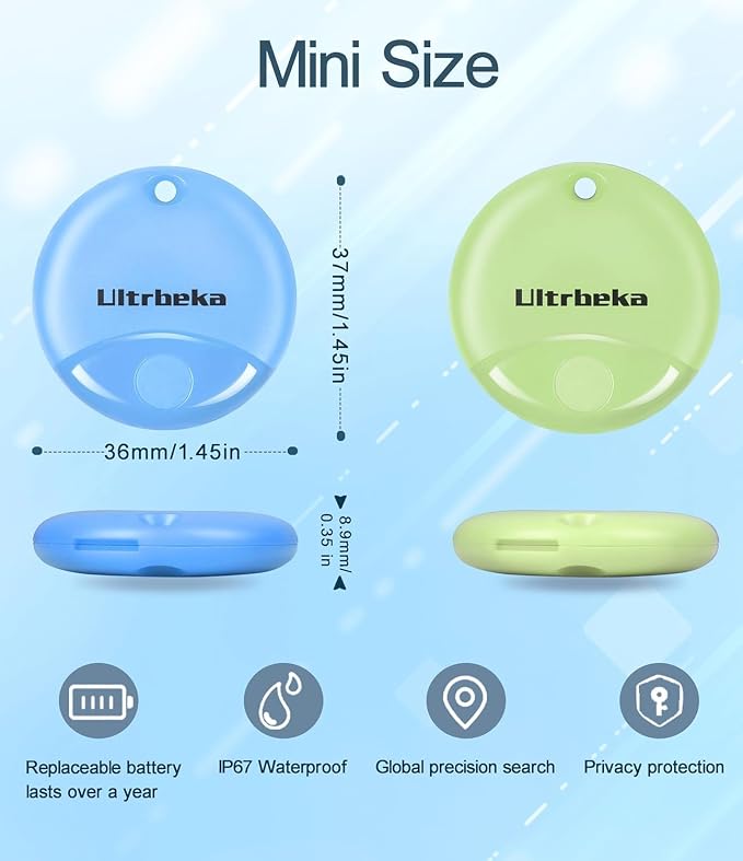 Ultrbeka Air Tracker Tag 4 Pack Bluetooth Item Finder for iPhone – MFi Certified Smart Tracker Compatible with Apple Find My, IP67 Waterproof Key Finder for Keys, Wallet, Luggage, Bike, Backpack - Image 9