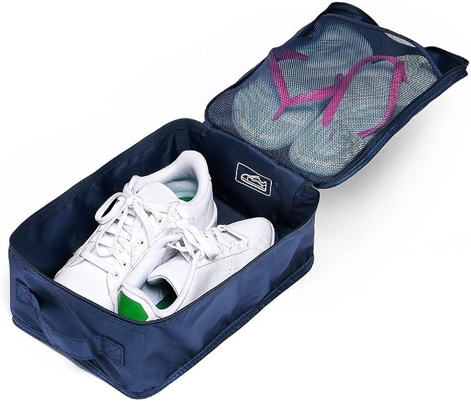 Travel Shoe Bags, Foldable Waterproof Shoe Pouches Organizer-Double Layer (4 Navy Shoe Bag) - Image 5