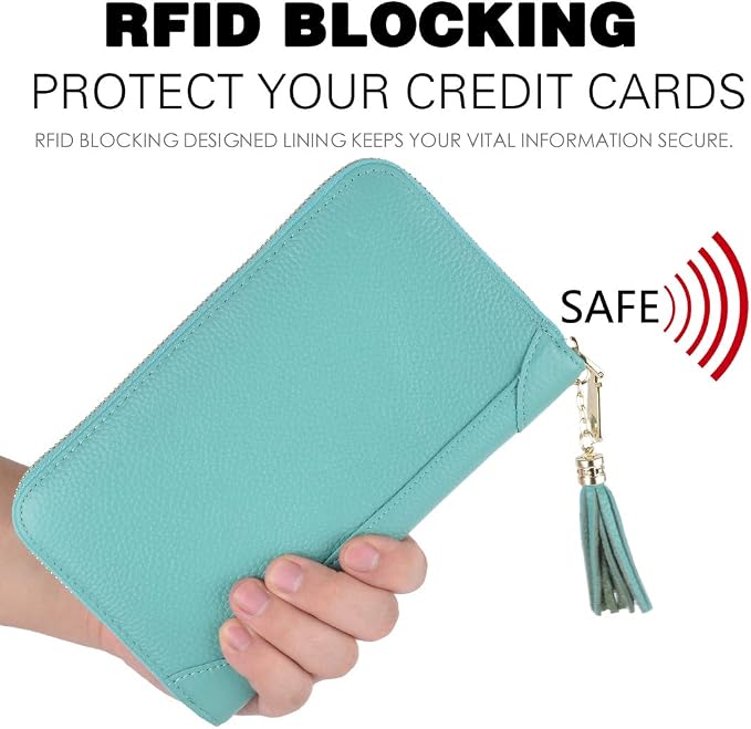 Easyoulife Credit Card Holder Wallet Womens Zipper Leather Case Purse RFID Blocking - Image 4