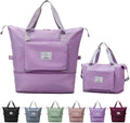 Large Capacity Folding Travel Bag, Lightweight Waterproof Luggage Bag, Expandable Travel Duffel Bag, Dry Wet Separated Gym Tote Bag, Weekender Overnight Bags for Women and Man (Light Purple) by DOJUNS