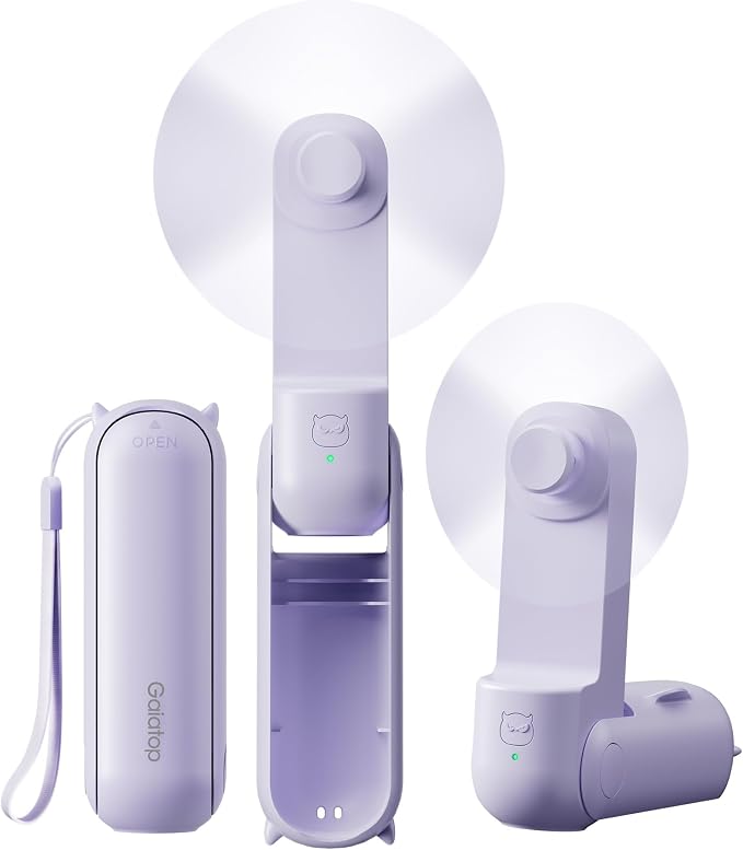 Gaiatop Portable Handheld Fan, 3 in 1 Mini Fan Handheld [17h Max Cooling], Foldable Personal Fans Pocket Design, USB Travel Fans Portable, Lash Trip Summer Essential Cute Gifts for Women Girl, Purple by GAIATOP