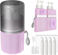 4 in 1 Travel Dispenser Bottle, TSA Approved Refillable Shampoo and Conditioner Bottles Set with Suction Cup for Smooth Walls, Travel Size Toiletries Container for Body Wash/Lotion.(Pink) by Unknown