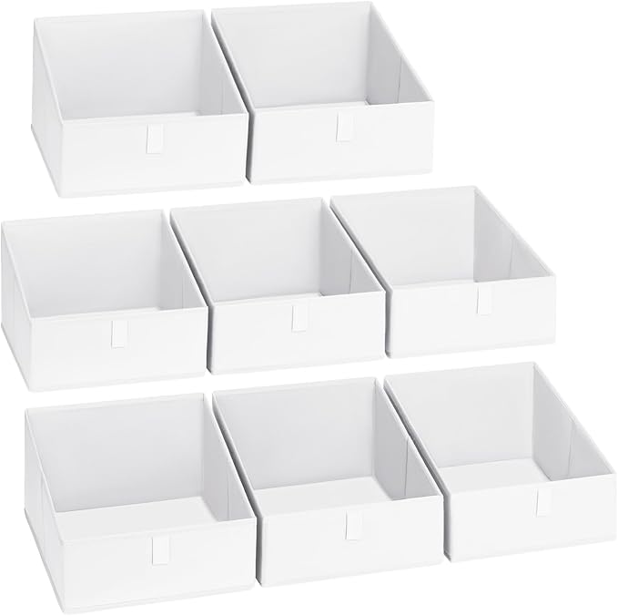 DIMJ Closet Storage Bins 8 Pack - Fabric Trapezoid Closet Organizer Bin, Foldable Storage Baskets for Shelves, Shelf Organizer, Clothing Storage Box for Toys, Books, Towel, Clothes by DiMJ