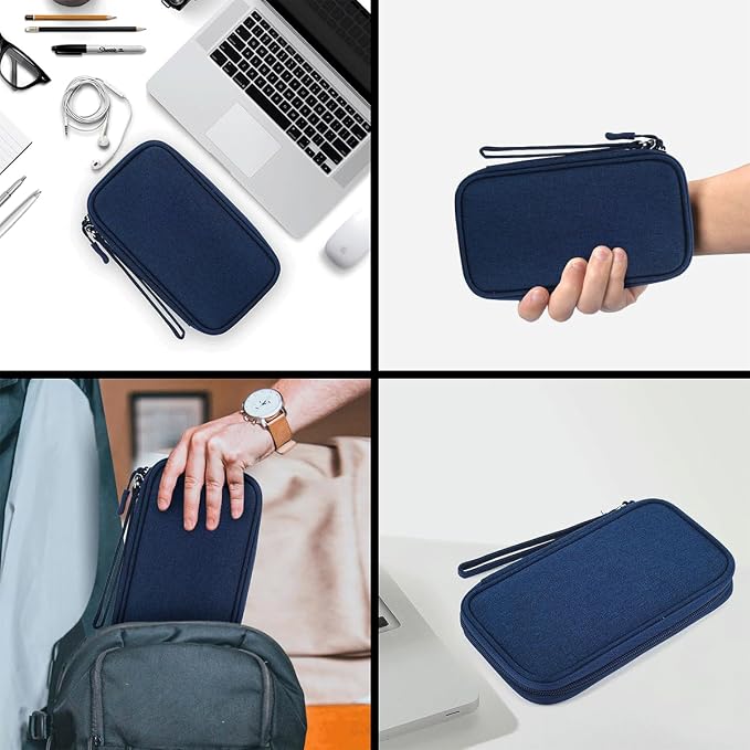 CAAORDKSO Electronic Organizer Travel Cable Accessories Case, Organizer Bag, Accessories Pouch for Cable, USB, Cord, Charger, Phone, Power Bank, Earphone (Navy Blue) - Image 6