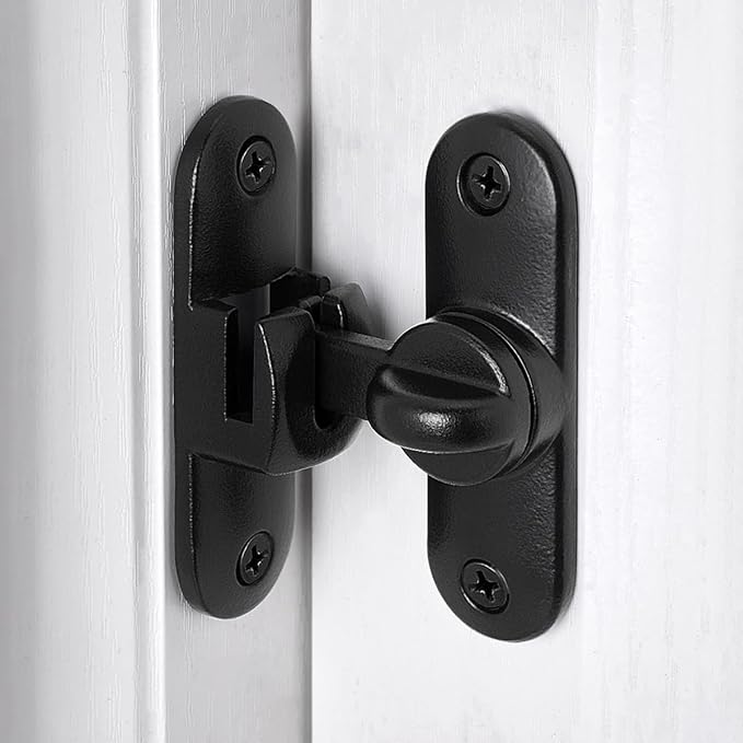 Matte Black 90/180 Degree Sliding Door Latches,Zinc Alloy Flip Latch | Barn Door Latch,Cabinet Lock,Right Angle Door Lock,for bedroom,cabinet,drawer,Gardens,Wine Cabinet,garage,window,Pet Cage - Image 3