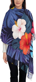 IBILIU Oversize Scarf for Women Floral Flower Purple Prune Color Scarf Tassel Scarves Fall Winter Shawl Wraps - 77.6 x 28.3in by IBILIU