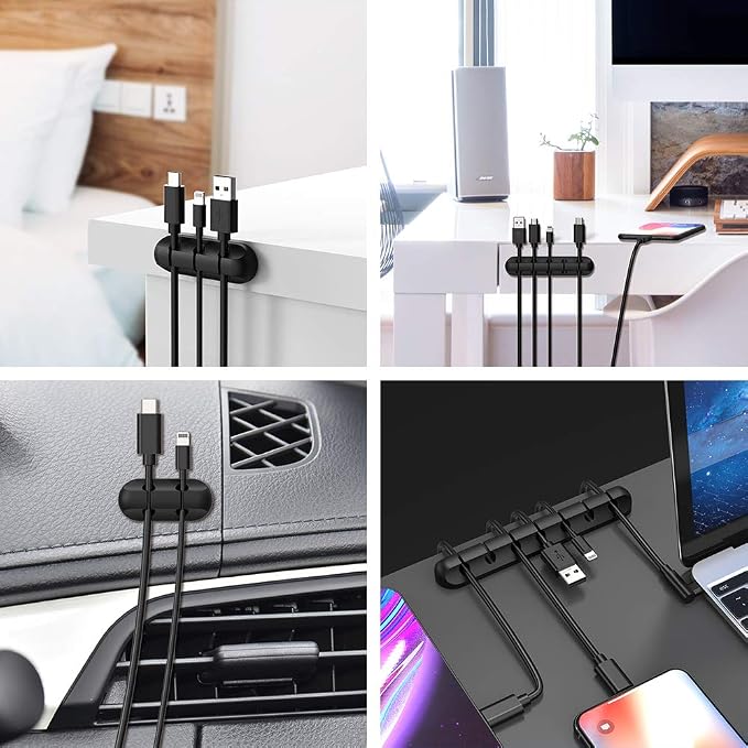 Cord Organizer for Desk, Cable Organizer Cable Holder 3 Pack Black - Image 7