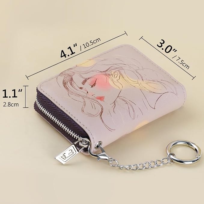 FurArt Zipper Wallet Women RFID Credit Card Holder keychain Wallet | ID Window RFID Blocking Compact Small business 15/16 slots - Image 6