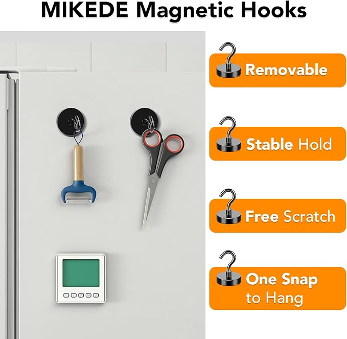 Magnetic Hooks 85Lbs Heavy Duty Magnets with Hook for Cruise Cabin | Strong Magnet Hooks for Hanging Super Metal Magnetic Hanger for Grill Fridge Kitchen Pack of 6 Black - Image 2