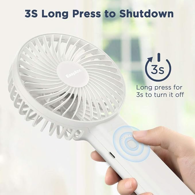 EasyAcc Handheld Fan, 5000 Battery Operated Portable Fan [ 4 Speed 20 Hours Powerful Hand Table Fan ] One Touch Power Off Foldable USB Desk Fan for Home Travel Outdoor - Image 3