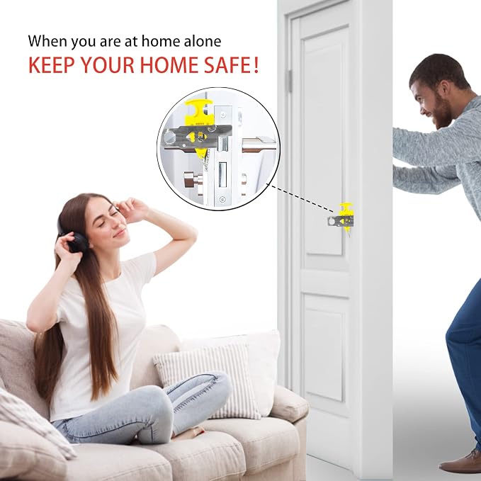 Portable Door Lock for Travel Door Lock Hotel Room Security Devices Apartment Jammer Additional Safety for Traveling Home College upgrade (Yellow combination) - Image 7