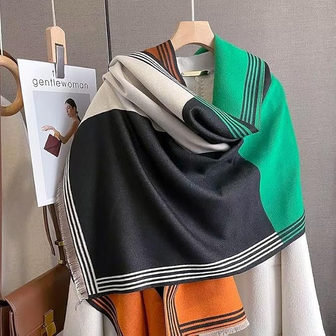 WaJuemy Winter Scarf for Women Dressy Evening Pashmina Shawl Wraps Open Front Poncho Blanket Fashion Travel Shawls Cape Wrap - Image 4
