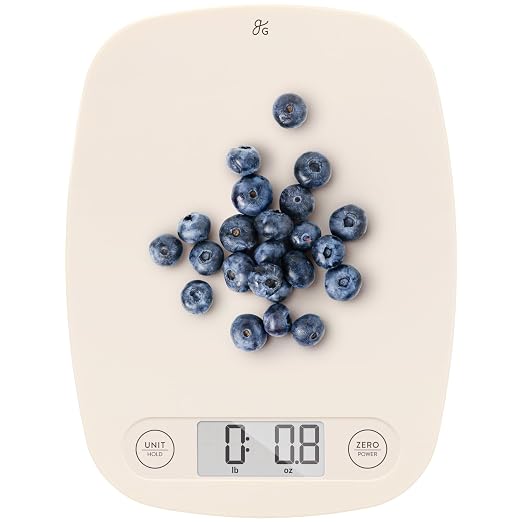 Greater Goods Food Scale, Slim & Compact Build, 1g Precision (Birch White) | Digital Kitchen Scale for Cooking, Meal Prep & Portion Control, Tare, Auto Shut-Off, g/oz/lb/ml Conversion & Calorie Tracking by GreaterGoods