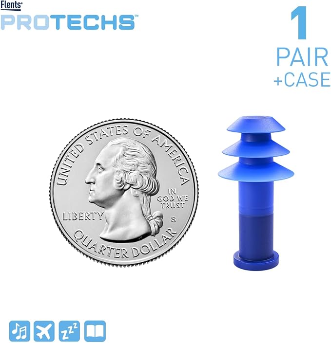 Flents PressureEase Earplugs for Flying, NRR 26, 1 Pair + Case, Blue | Airplane Pressure Ear Plugs for Ear Pain Relief, Soft Comfort Flange, Travel Essential for Takeoff & Landing - Image 3