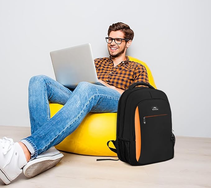 MATEIN OrangeTravel Backpack, Slim Sturdy 15.6 Inch Laptop Bag for College | Personal Item Computer Bag, Luggage Strap, Anti Theft, Water Resistant, Business Daypack Fits Notebook, Gifts for Men Women - Image 6