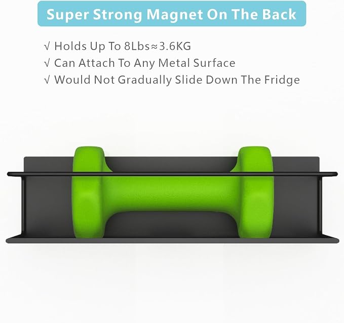 Magnetic Spice Rack For Refrigerator, Space Saving Magnetic Shelf For Fridge Matt Black 4 Pack With Magnetic Paper Towel Holder - Image 5