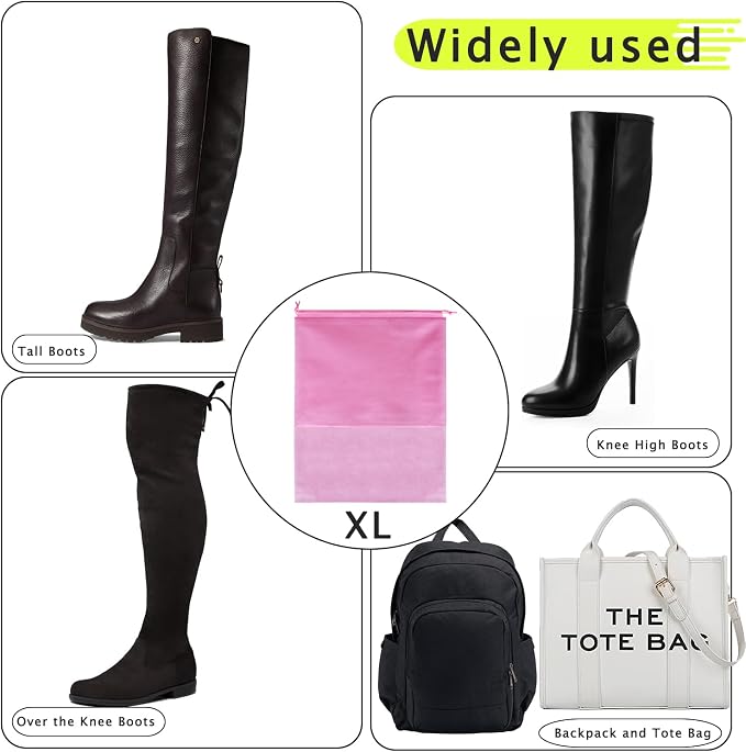 6 Pack Shoe Bags for Tall Boots, Knee High Boot Storage Bag, Non-Woven Drawstring Travel Shoe Organizer, Dust Bags for Purses and Handbags -19.6" X 23.6", Pink - Image 5