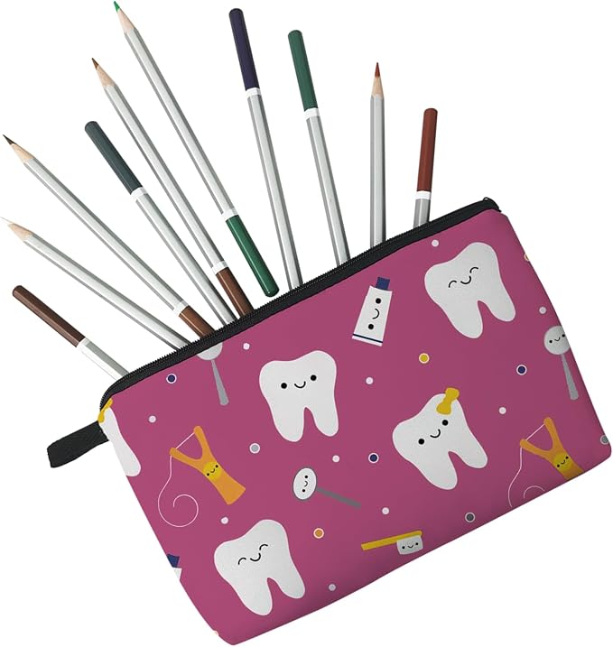Livel lhood Tooth Dental Cute Small Makeup Bag -2 | Printed Padded Cosmetic Organizer Zipper Pouch, Tooth Dental Gift for Women Friends - Image 4