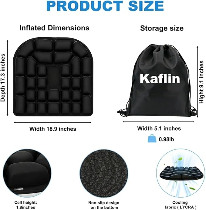 Inflatable Seat Cushion - Airplane Seat Cushion for Long Flights | Inflatable Seat Cushion for Air Travel, Stable & Firm Support for Outdoor Use, Stadium Bleachers & Office Chairs - Image 6