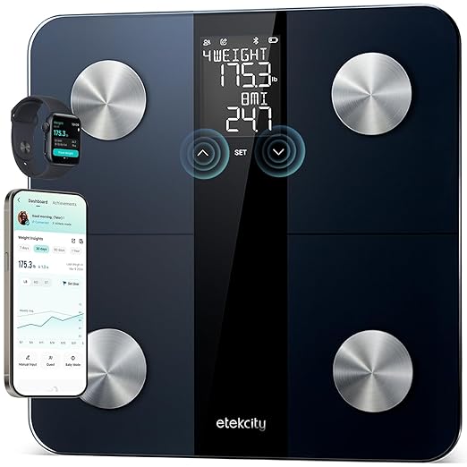 Etekcity Upgraded Smart Scale for Body Weight Fat and BMI, FSA Eligible | HSA Eligible, Bathroom Scale with Muscle Mass, 13 Metrics, Large Display, Offline Mode and App Connection by Etekcity