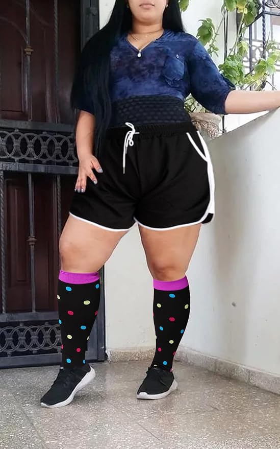 Abodhu Plus Size Compression Socks for Women& Men 15-20mmHg Wide Calf Knee High Socks - Image 2