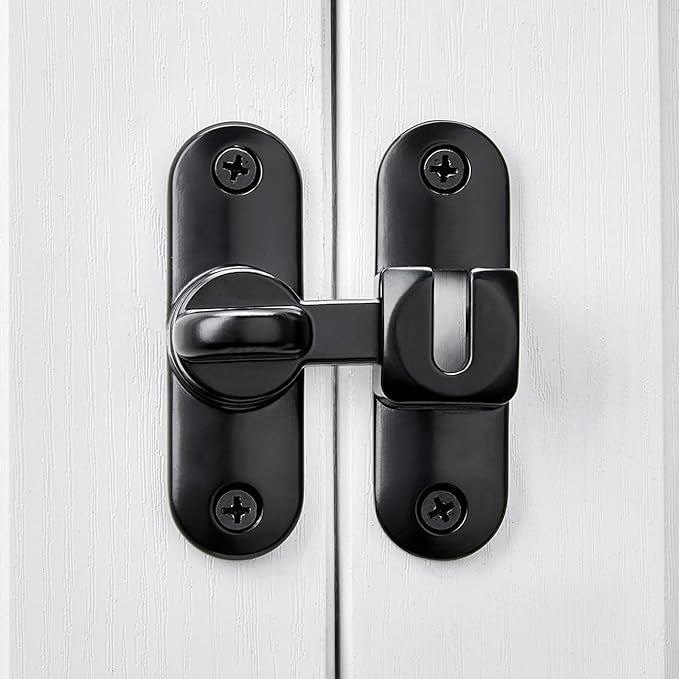 10 Packs Black 90/180 Degree Barn Door Latches,Flip Gate Lock | Zinc Alloy Flip Gate Latches,Right Angle Door Lock,for bedroom,garage,sliding door,window,cabinet,drawer,pet enclosures - Image 4