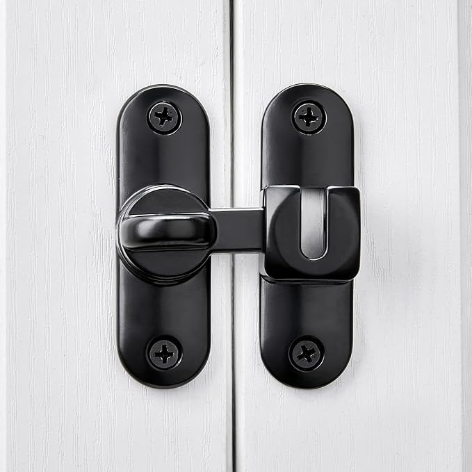 INIRET 3 Packs Black 90/180 Degree Barn Door Latches,Flip Gate Lock | Zinc Alloy Flip Gate Latches,Right Angle Door Lock,for bedroom,garage,sliding door,window,cabinet,drawer,pet enclosures - Image 4