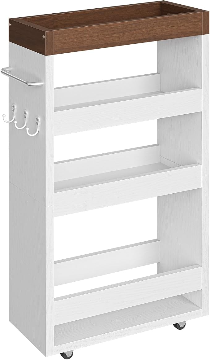 Slim Storage Cart, 4-Tier Rolling Utility Cart with Handle | Slide Out Organizer Trolley, Space Saving Narrow Shelf for Kitchen, Bathroom, Laundry Small Corners - Image 8