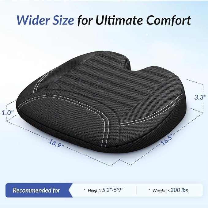Wedge Car Seat Cushion for Tailbone Pain Relief & Better Visibility | Ergonomic Memory Foam Seat Cushion for Car with Breathable Channel Design, Fits Car, SUV, Truck, Non-Slip Mesh Cover - Image 9
