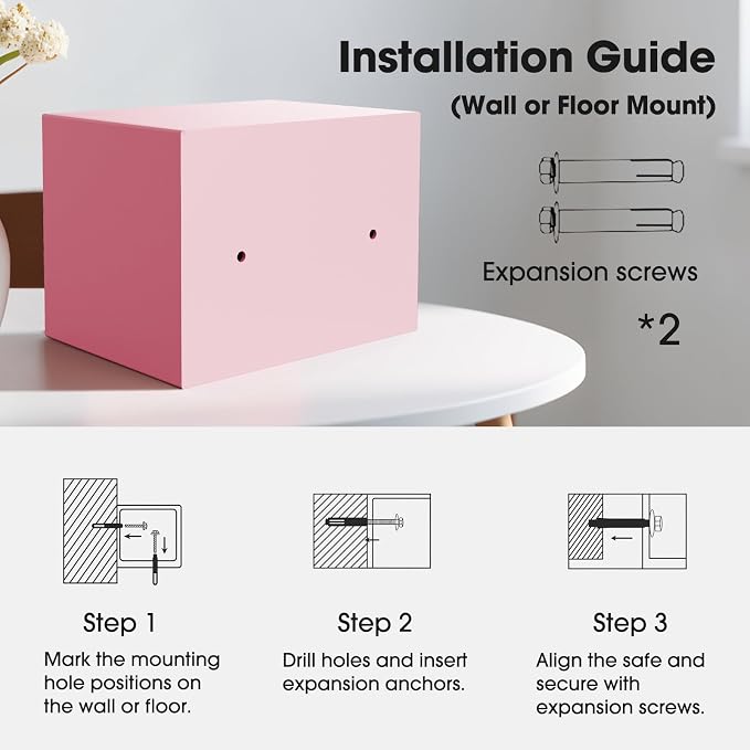 Goldenkey Small Kids Safe, Digital Mini Safes, Money Safe Box, Pink - Image 5