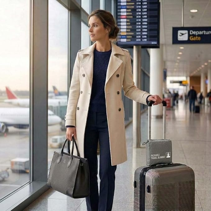 GForce Jersey Knit Travel Blanket| Packable| Fits Over Handle | Soft| Easy to Travel| Grey | Travel | Bag | Blanket | - Image 6