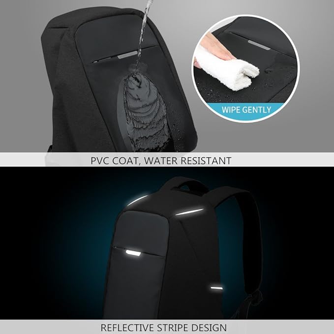 Anti Theft Backpack 15.6 Inch Laptop Travel Backpack with Hidden Zipper and USB Charging Port Waterproof Business Computer Bag for Men & Women - Image 7