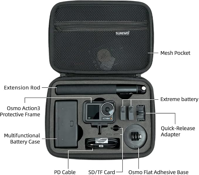 Surface-Waterproof DJI Osmo Action 6 Carrying Case,Travel Portable Bag Compatible With DJI Osmo Action 6/5 Pro/4/3 Adventure Combo - Image 5