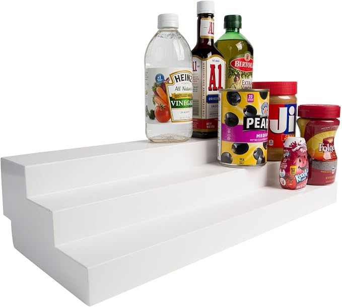 Dial Industries 3 Tier Expandable Cabinet Shelf Organizer, Standard | Slides open to fit narrow or wide cabinets, Adds extra levels for canned goods and jars, Great for pantry, cupboard or closet by DialIndustries