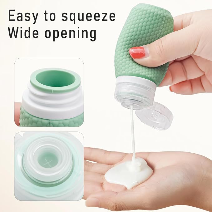 Travel Bottles for Toiletries, TSA Approved 2oz Leak Proof Travel Size Liquid Containers, BPA Free Refillable Silicone Squeeze Bottles for Shampoo Lotion and Conditioner (4 Pack) - Image 3