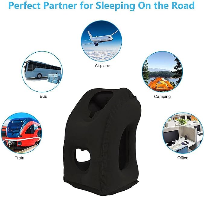 Inflatable Travel Pillows for Airplane, Blow Up Neck Pillow for Sleeping, Airplane Travel Essentials for Long Flight Support Head, Neck and Lumbar, Used for Car/Bus/Train/Office Rest, Adults Kids - Image 6