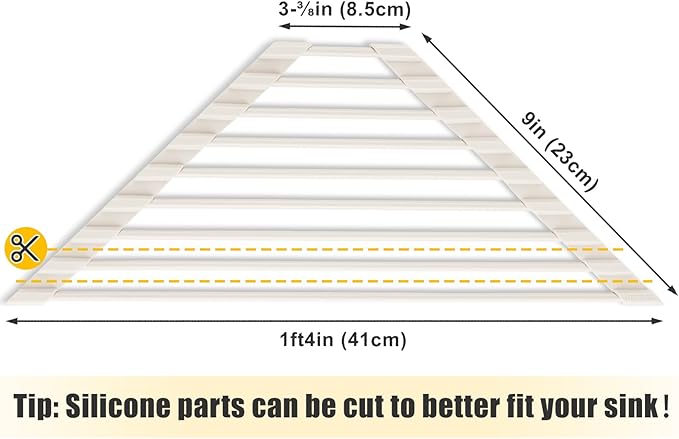 Tomorotec Triangle Roll Up Dish Drying Rack with Silicone Coating, White | 304 Stainless Steel with BPA-Free Silicone, Triangle Design Maximizes Sink Corner Space, Fits Compact Kitchens And RVs - Image 5