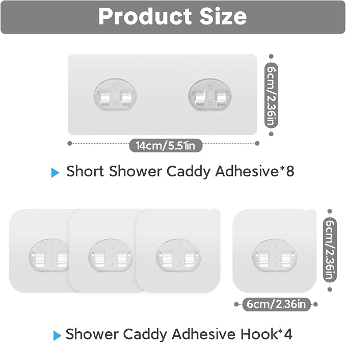 12 Pack Adhesive Replacement, Strong Adhesive Hooks, Waterproof Adhesive Strips, No Drilling, for Bathroom Storage Shelves and Kitchen Racks - Image 2
